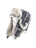 FUR WINTER Wool Blend Buffalo Check Faux Fur Aviator Bomber Trapper Hat