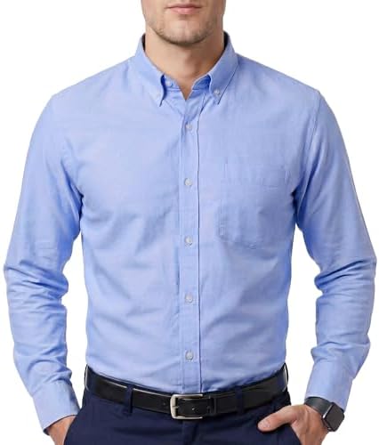 Amazon.com: Stafford Regular Travel Oxford Mens Button Down Collar Long  Sleeve Wrinkle Free Stretch Dress Shirt (Blue Garden, 15.5/32-33) :  Clothing, Shoes & Jewelry