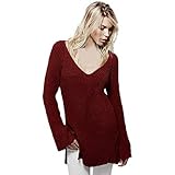 Casual Pullovers Women's Off Shoulder V Neck Sheer