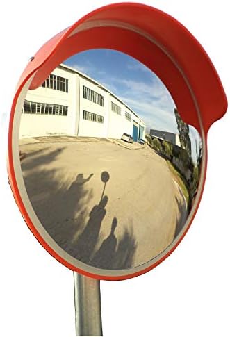 Convex Outdoor Driveway Traffic Mirror for Parking Safety in Garages and Security in Stores with Adjustable Fixing Bracket for Pole 1-1/2" (48 mm) to Eliminate Blind Spots and Corners
