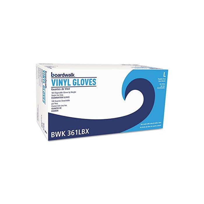 Boardwalk 361LCT Exam Vinyl Gloves Clear Large 3 3/5 mil 1000/Carton