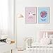 Unicorn Posters for Girls Bedroom, Girls Room Wall Art, Adorable Matching Art Prints for Bedroom or Bathroom Decor 11x17 size per poster