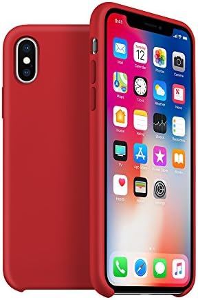 iPhone X Case by Arrive | iPhone X Silicone Case with Soft Microfiber Cloth Lining Cushion for 2017/18 5.8-Inch Screen iPhone X (Red)