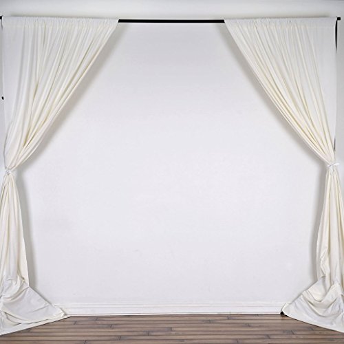 Efavormart 10FT Ivory Polyester Curtain Backdrop Drape Panel- Premium Collection For Window Wall Event Photoshoot Decoration