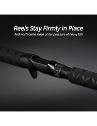 KastKing   Cañas de pescado KastKat, 100  vidrio S Linear de gran resistencia y potencia de elevación, acero inoxidable, mango envuelto en cruz, asientos de carrete fuertes, puntas de rayas naranjas