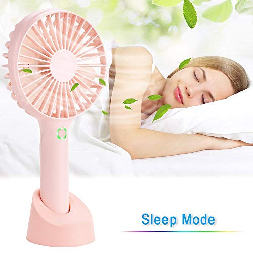 YIHUNION Mini Handheld Fan Portable, Hand held Personal Fan Rechargeable Battery Operated Powered Cooling Desktop Electric Fan with Base, 2500Mah Battery 4 Modes for Home Office Travel Outdoor (Pink) - Thumbnail 4