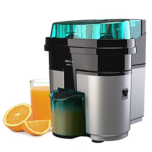 Exprimidor Naranjas eléctrico EssentialVita Twice Black. 90 W, Doble Cabezal y Cortador, Filtro para Pulpa, Vaso 500ml, Piezas aptas para lavavajillas