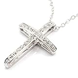 FC JORY White & Rose Gold Plated Rhinestone Cross Cubic Zirconia Pendant Necklace