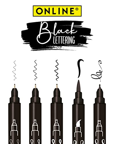 Online Black Calligraphy Pens 5 Different Sizes with Brush and Calligraphy Tip Hand Lettering Pens Hand Lettering Set Bullet Journal Writing