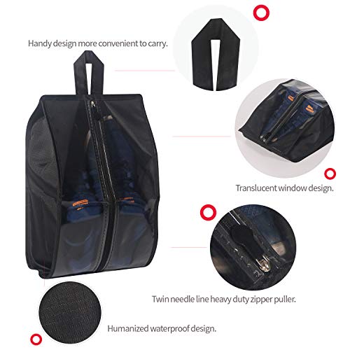Shoe Bags for Travel 6 Pack Waterproof Organizer Storage bag for Men & Women, X Large, Black