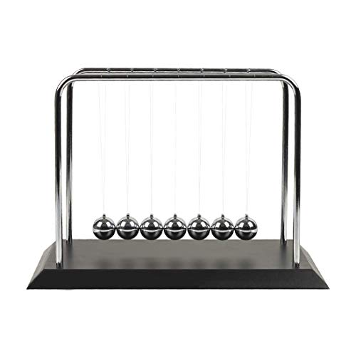 Newtons Cradle Balance 7 Large Black Balls Fun Science Physics Learning