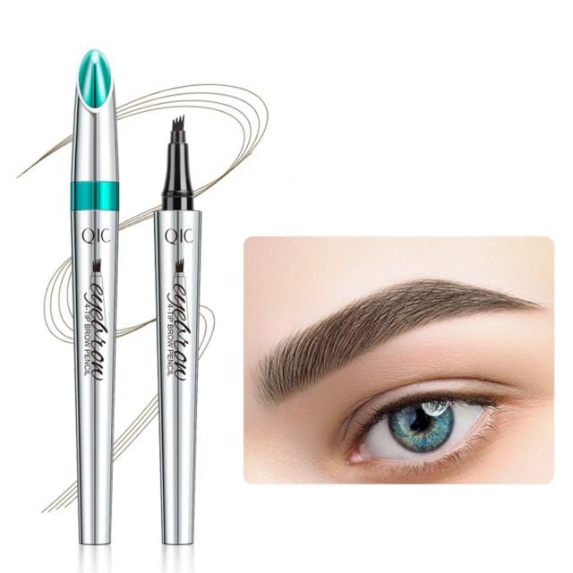 Eyebrow Pencil Tattoo Eyebrow Pen Waterproof Microblading Eye Brow Makeup Tool with Fork Tip Long-lasting (Dark Brown)