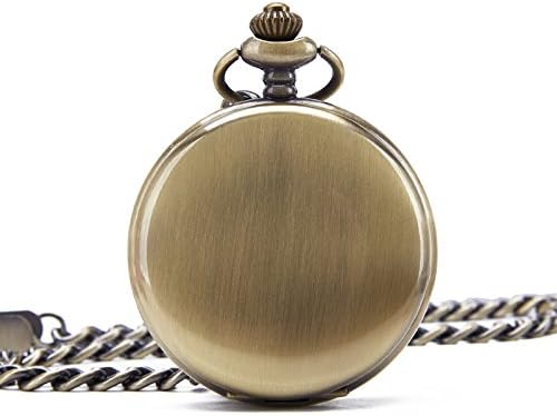 Smooth Antique Quartz Pocket Watch with Chain + Box (Bronze)
