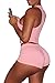 VamJump Womens Sports Outfit Sets 2 Piece Racerback Tank Top High Waist Shorts 2 Piece Sets Pink M