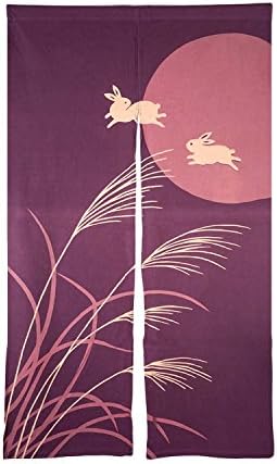 100% Cotton Traditional Noren Japanese Curtain - Jumping Rabbits