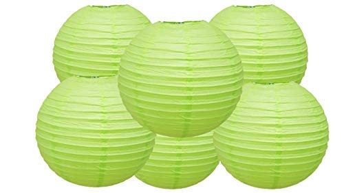 Matissa 12"(30CM) Pack of 6 Paper Lantern Wedding Party Decoration Craft Lamp Shade (Spring Green)