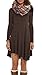 POSESHE Womens Basic eLong Causal Tunic Top Mini T-shirt Dress Coffee XL