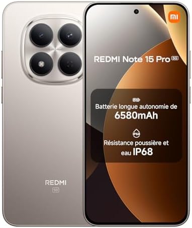 REDMI Note 15 Pro 5G Smartphone 8＋256 Go Batterie 6580mAh - Titane