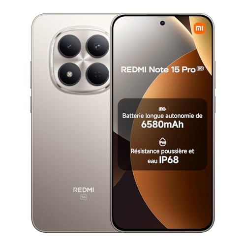 REDMI Note 15 Pro 5G Smartphone 8＋256 Go Batterie 6580mAh - Titane