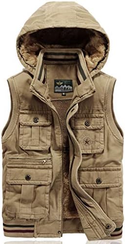 Txc コットンベスト冬のメンズ厚手のベストノースリーブジャケット大型マルチポケットアウトドアベスト