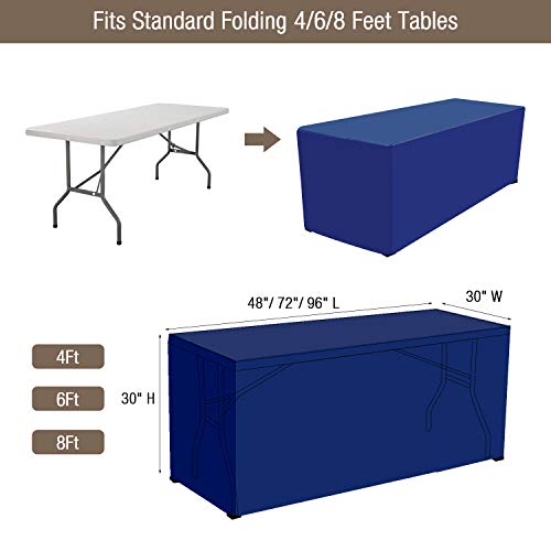 VEEYOO 6 Feet Table Cover - 72 x 30 Inch - Fitted Rectangle Polyester Table Cloth for 6 ft Table - Great for Banquet, Parties, Wedding, Royal Blue