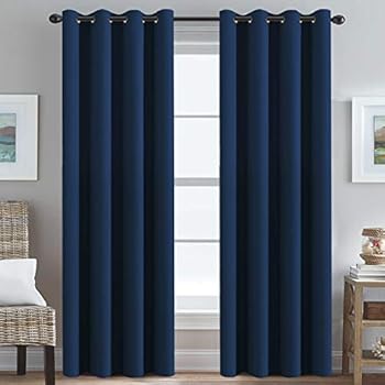 Ultra Soft Premier Blackout Curtain for Living Room Extra Long 96 inch Length, Thermal Insulated Bedroom Curtains Grommet Top, Noise Reducing Patio Door Blackout Curtain - Navy Blue, One Panel