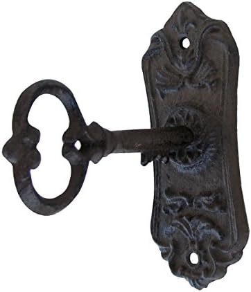 MutterMui Antique Cast Iron Wall Mount Victorian Skeleton Key In Door Lock Hook Rack Coat Hat Ring Hook Hanger
