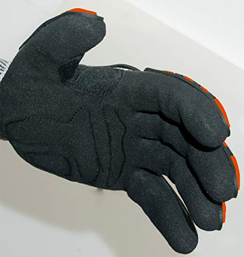 Impact Reducing Safety Gloves, Anti-Vibration Work Gloves, Level 5 Cut Resistant Liner with Grip Coating, Durable Protection for Mechanic Auto Garden Construction Multi-Purpose Use. - Thumbnail 2