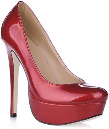 LYNXL Single women fall sense the reformer banquet round head women shoes, wine red pearl the the high-heel shoes, wine red