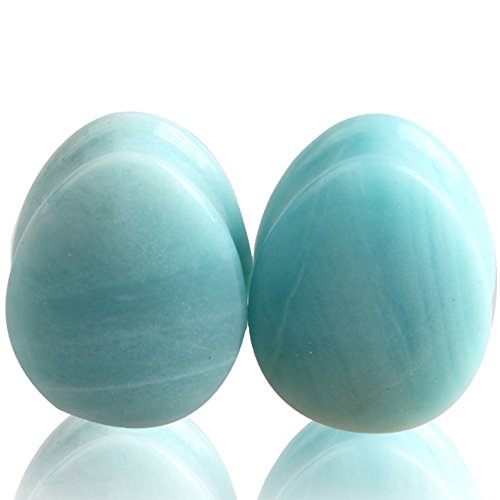 HQLA 2 Pairs Amazonite/Rose Quartz Natural Stone Teardrop Plug Tunnels Ear Gauges Body Piercings,4g-5/8 (5mm-16mm) (1"(25mm)) - Thumbnail 3