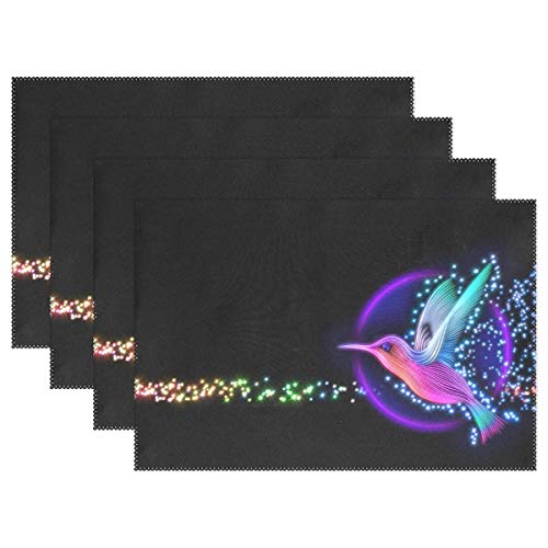 POGResdx 3D Render Hummingbird with Stars Placemats Plate Holder 12"x18", Heat-Resistant Stain Resistant Table Mats for Kitchen Dining Room Set of 1