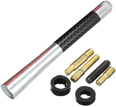 Orgmar Carbon Fiber Aluminum Short Antenna Polished silver Universal Screws Base (silver)