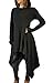 Womens Irregular Hem Double Slit Loose Long Sleeve Hooded Sweater Tunic Dress