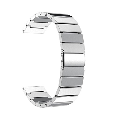 Memela(TM)For Garmin Fenix 5 GPS, Elegant Mental Stainless Steel Luxury Watch Band Strap Bracelet Replacement (Silver)