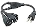 CableLeader Power Cord Splitter Cable, 2 NEMA 5-15R to 1 NEMA 5-15P - Splitter Cord, Y Power Cable, Power Cord Extension and Splitter, UL Listed, 14 inches / 16 AWG, Black, Pack of 1