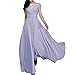 Women's Boho Solid Chiffon V-Neck Cocktail Bridesmaid Evening Party Gown Ball Prom Long Maxi Swing Dress Lilac XXXL/US 18