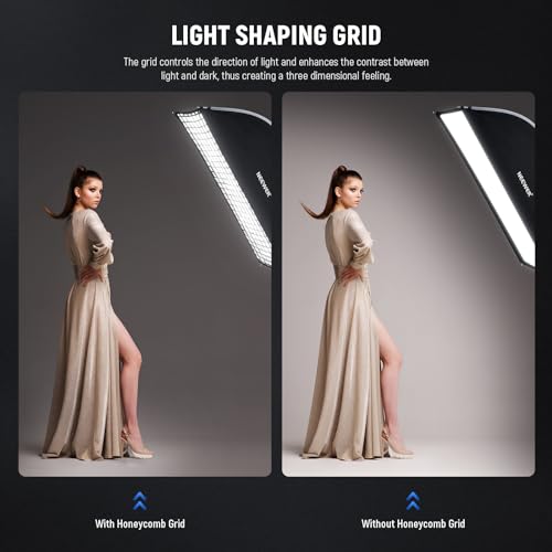 NEEWER 12"x47" Quick Setup Foldable Rectangular Strip Softbox Bowens Mount with Diffusers/Honeycomb Grid/Bag, Compatible with Godox Aputure 120d Video Lights Q4 Studio Flash Strobes, NS17S