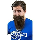 My Costume Wigs Men’s Fake Beard & Mustache Set – Brown Costume Beard – Realistic Facial Hair for Halloween, Cosplay, Theater & Parties (Adult)