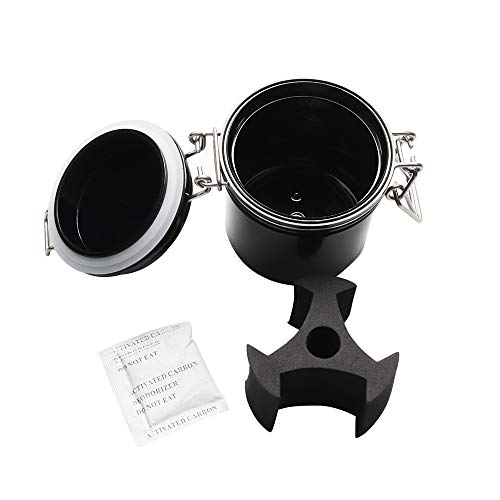 Eyelash Glue Storage Tank Individual Adhesive Stand Activated Carbon Cylinder Jar Sealed Container Lash Extension Tool, Black, 1Pc