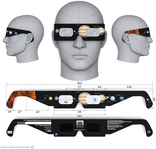 Occhiali per Eclissi Solare 12 Agosto 2026 Omologati CE ISO 12312-2 | 6 Pezzi Protezione per l'Osservazione del Sole | Produttore Europeo AAS | Filtro Solare Certificato per Astronomia | Design