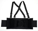 Cordova Safety Products Back Support Belt with Attached Suspenders and Adjustable Clips - Large - Black