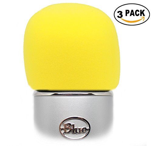 Microphone Foam Windscreen Cover for Blue Yeti, 3 Pack - Yellow