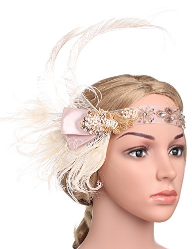 BABEYOND Peacock Feather Headband Flapper Hairband Vintage 1920s Great Gatsby Headband for Fancy Dress Party Art Deco Accessories Awesome Crystal