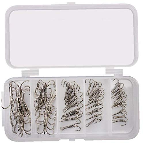 asdfwe Drillinge Angelhaken High Carbon Stahl Kleine Runde Biegung Triple-Harte Köder Löffel Fishhook Plastikkasten…