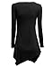 Doublju V-Neck Tunic Handkerchief Longline Tunic T-Shirt Dress Top for Women with Plus Size Black Medium