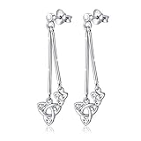 925 Sterling Silver Cubic Zirconia Good Luck Irish Celtic Knot Dangle Earrings for Teen Girls