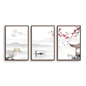 Framed Zen Home Artwork for Living Room Bedroom x3 Panels