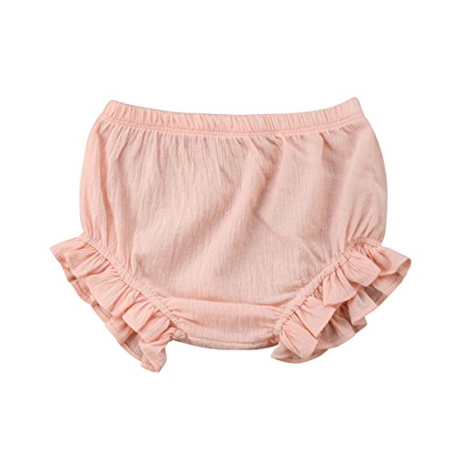Mornbaby Baby Girl's Bloomers Cotton Ruffle Panty Diaper Covers Underwear Shorts Toddler Kids Girls (Pink, 3-5 Years)