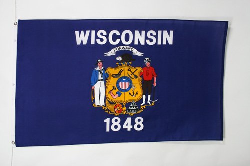 AZ FLAG - Wisconsin Flag - 2x3 Ft - 100D Polyester Us State Of Wisconsin Banner with Two Metal Grommets - Fade Resistant - Vivid Colors - 2' x 3' Feet - 90x60 Cm — image 1