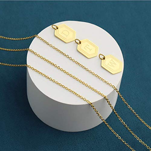 Gold Initial Necklaces for Women Girls, 14K Gold Plated Letter Pendant Necklaces Initial Layered Gold Necklaces for Women-S